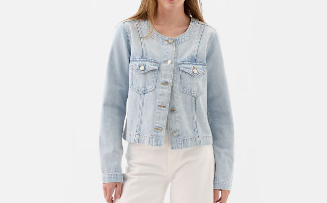 GAP Factory Collarless Denim Jacket