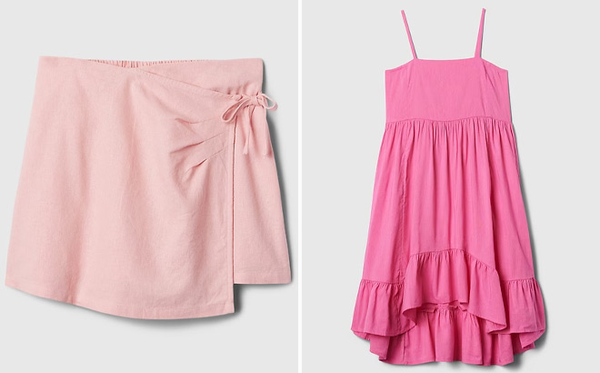 GAP Girls Linen Blend Wrap Skort and GAP Girls Handkerchief Midi Dress