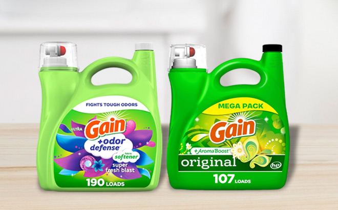 Gain Odor Defense Liquid Fabric Softener and Gain Aroma Boost Liquid Laundry Detergent Original Scent