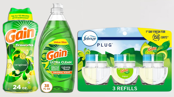 Gain Scent Boosters Gain Febreze Air Freshener and Gain Dishwasher