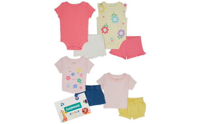 Garanimals Baby Girl Mix and Match Outfit Kid Pack 8 Piece