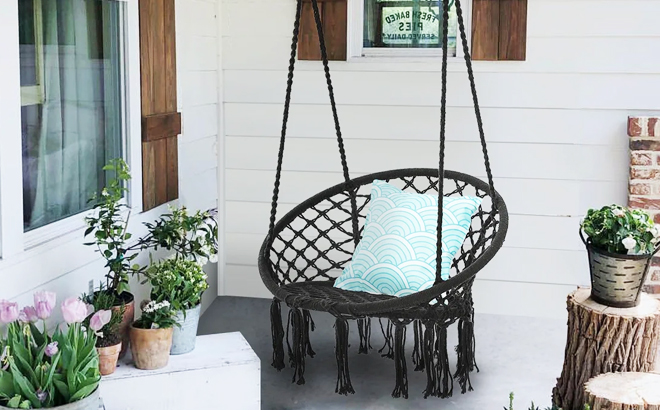 Garpans Hammock Macrame Swing Chair in Black