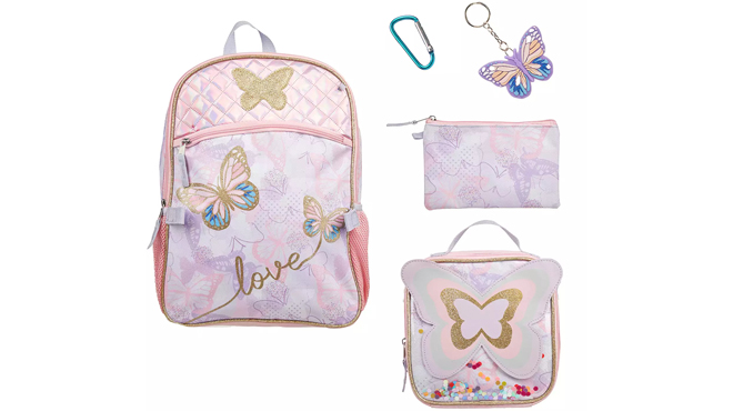 Girls 5 Piece Butterfly Backpack Set