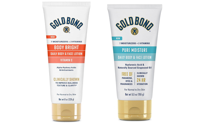 Gold Bond Body Bright Body Face Lotion and Gold Bond Pure Moisture Lotion