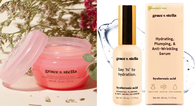 Grace Stella Award Winning Lip Plumper Nourishing Berry Lip Mask and Hyaluronic Acid Serum