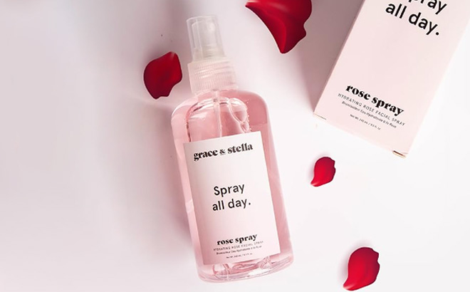 Grace Stella Award Winning Rose Water Facial Spray on the Table