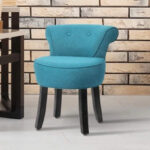 HOMCOM Upholstered Linen Vanity Stool