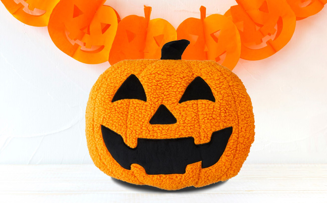 Halloween Black Orange Pumpkin Decorative Pillow