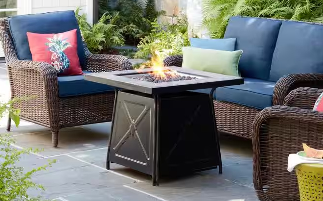 Hampton Bay Antique Bronze Gas Fire Pit Table