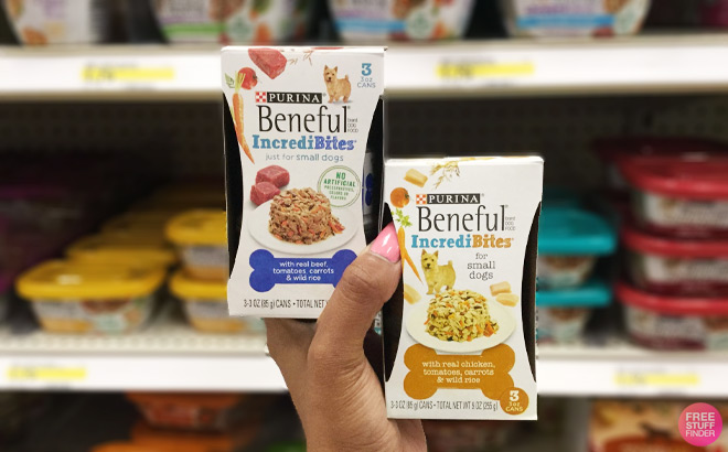 Hand Holding a Beneful Purina Incredibites Dog Food