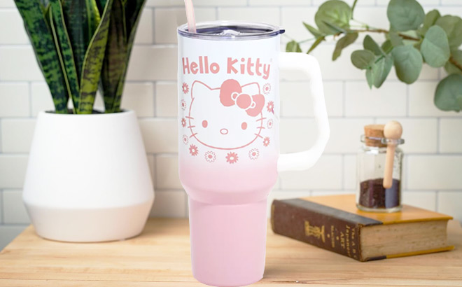 Hello Kitty Flowers Ombre Stainless Steel Travel Mug