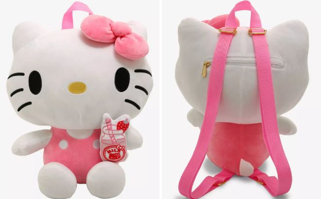 Hello Kitty Strawberry Milk Plush Mini Backpack