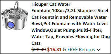 Hicuper Cat Water Fountain Checkout