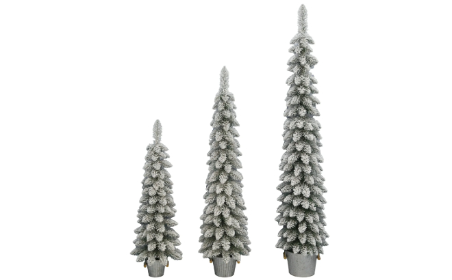 Holiday Time Flocked Pine Trees 3 Pack