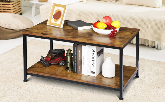 HomGarden Industrial Rectangle Wood Coffee Table