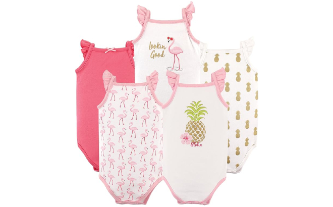 Hudson Baby Cotton Sleeveless Bodysuits 5 Pack