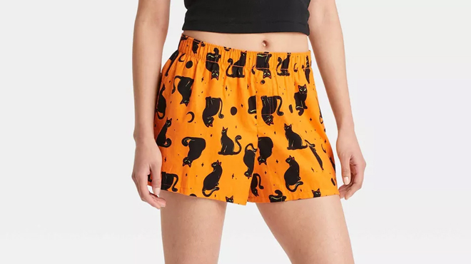 Hyde EEK Womens Cat Print Halloween Boxer Pajama Shorts