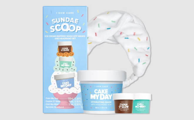 I Dew Care Sundae Scoop Ice Cream Inspired Masks Headband Set