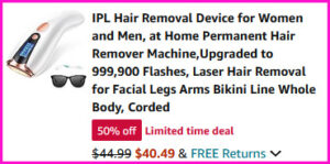 IPL Hair Remover Checkout Screen