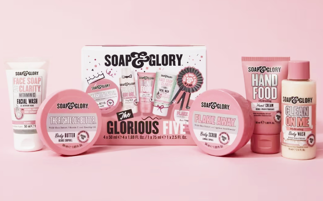 Inclusions of Soap Glory The Glorious Five Bath Gift Set