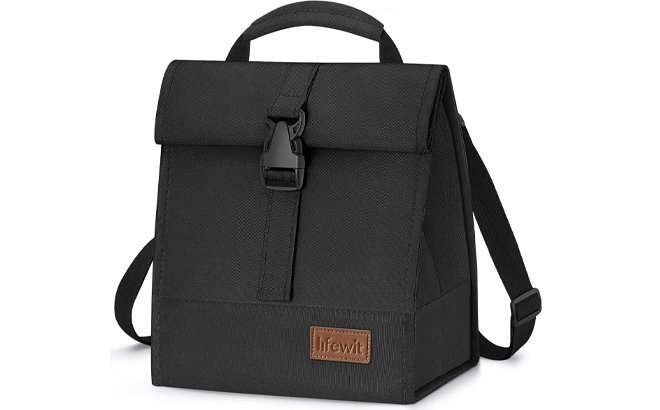 Insulated Rolltop Lunch Bag in Black