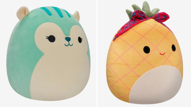 Jazwares 16 inch Squishmallow Green Squirrel and Pineapple with Headband Plushes