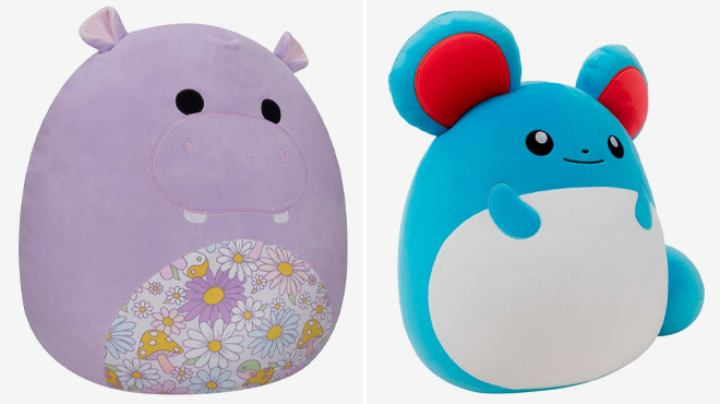 Jazwares 16 inch Squishmallow Purple Hippo Plush and 14 inch Pokemon Plush