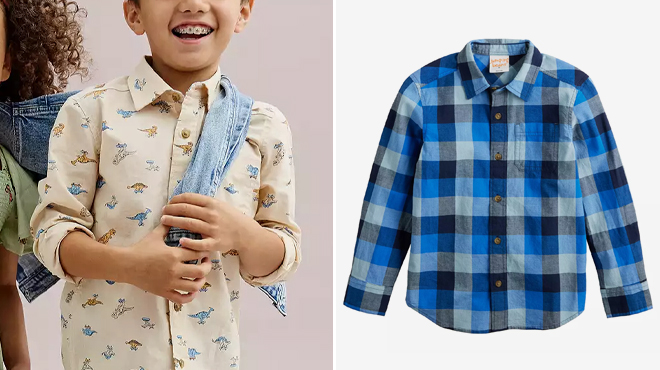 Jumping Beans Boys 4 12 Long Sleeve Button Down Shirt