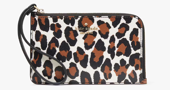 Kate Spade Lucy Leopard Small L Zip Wristlet