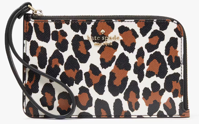 Kate Spade Lucy Leopard Small L Zip Wristlet