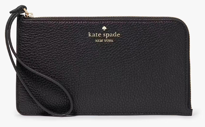 Kate Spade Lucy Medium L Zip Wristlet in Black Color