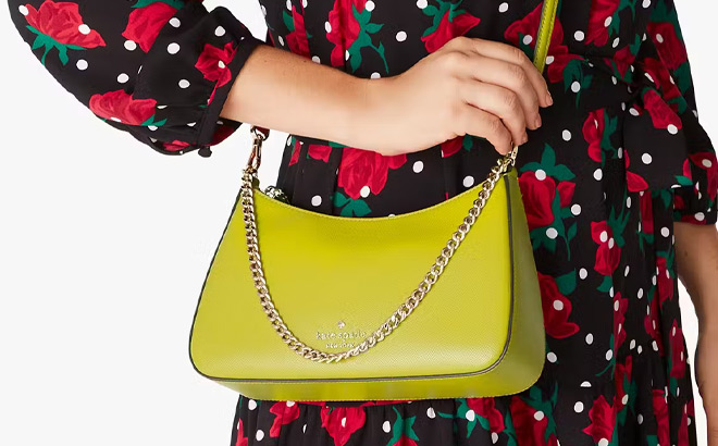 Kate Spade Madison Medium Saffiano Leather Convertible Crossbody in Lime Slice Color