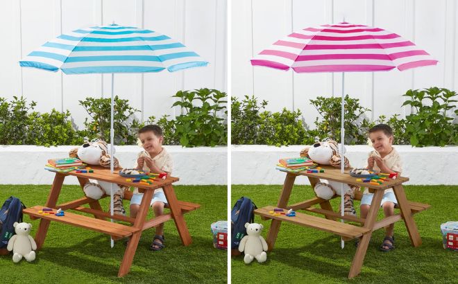 Kids Wooden Outdoor Picnic Table