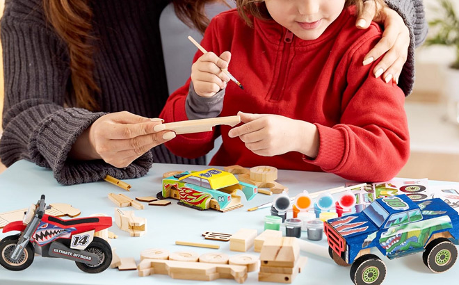 Klever Kits Build and Paint Your Own Wooden Race Car Kit