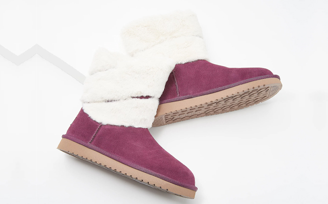 Koolaburra by UGG Dezi Suede Faux Fur Short Boot in Plum