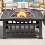 Lacoo 32 Inch Patio Square Fire Pit Table