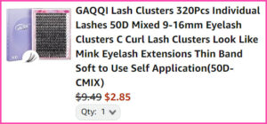 Lash Clusters at Checkout