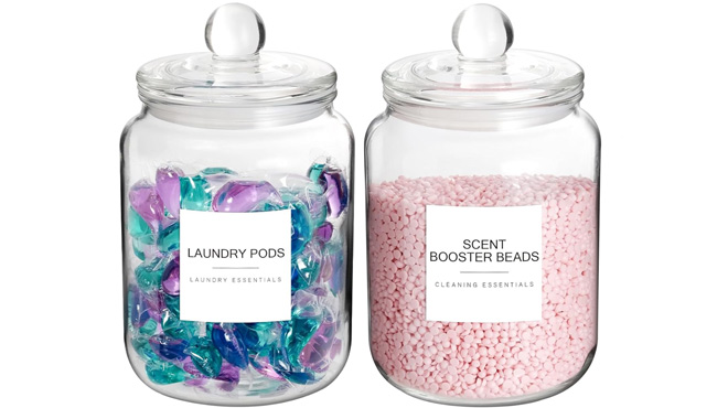 Laundry Glass Jars 2 Pack