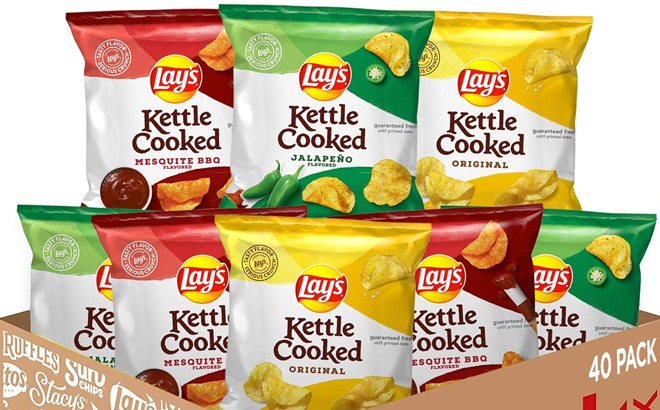 Lays Kettle Cooked Potato Chips 40 Count Variety Pack