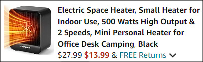 Lerat Electric Space Heater Checkout