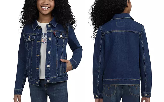 Levis Girls Denim Jacket in Dark Wash