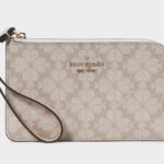 Lucy Small L zip Wristlet in Dark Beige Multi Color