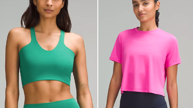 Lululemon Bend This V and Racer Bra and Ultralight Waist Length T Shirt