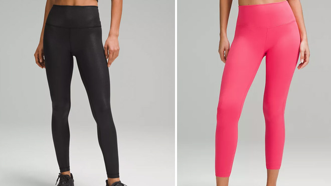 Lululemon Wunder Train High Rise Foil Leggings and Align High Rise Leggings