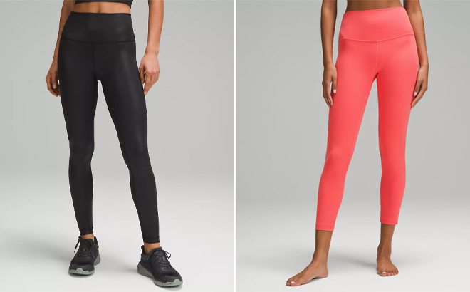 Lululemon Wunder Train High Rise Tight Foil Leggings and Align High Rise Pant Leggings