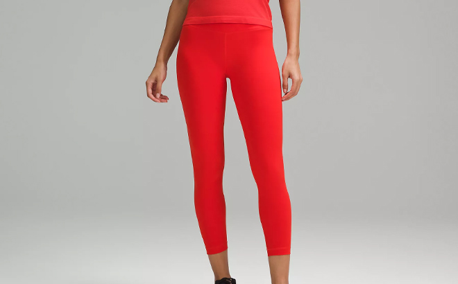 Lululemon Wunder Train High Rise Tight Leggings in Hot Heat