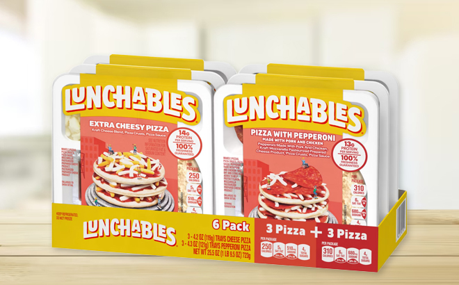 Lunchables Pizza Kits Variety Pack 6 Pack on a Table