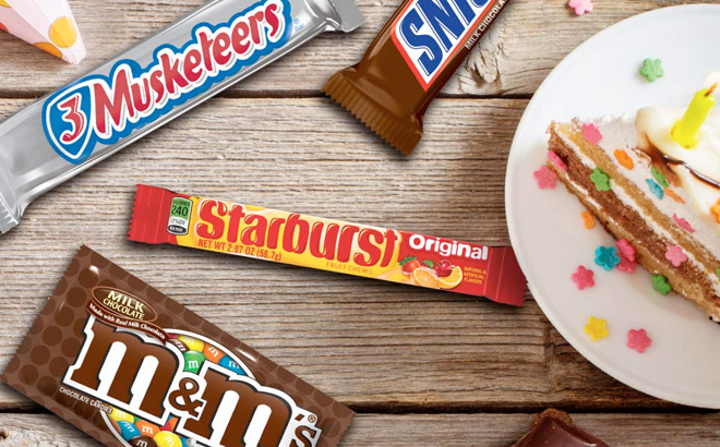 MMS SNICKERS 3 MUSKETEERS SKITTLES STARBURST