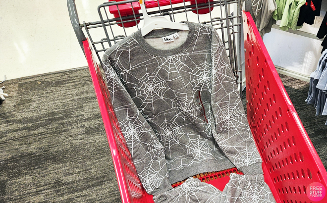 Mad Engine Spiderweb Womens Sweatshirt inside a shopping cart