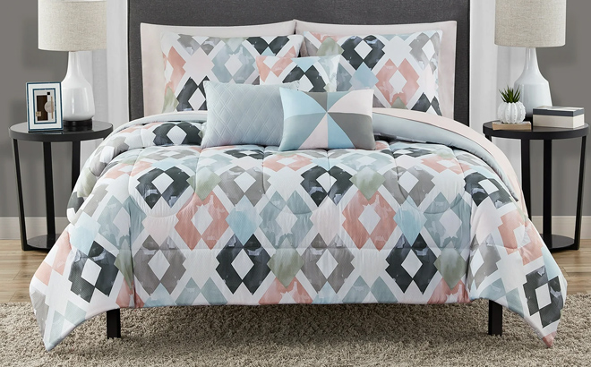 Mainstays 8 Piece Teal Medallion Comforter Set 2